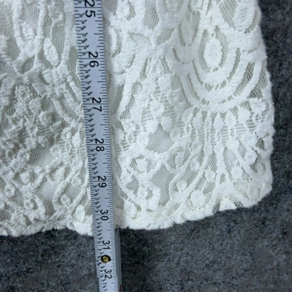 Pinky Mini Dress Womens Medium White Lace Cap Sleeve Smocked Waist Boho Summer - Picture 8 of 8